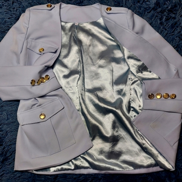 Sky blue v-neck pocket blazer suit jacket for women sz M - Picture 9 of 16